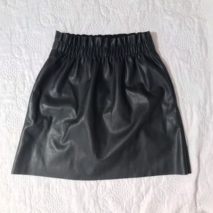 Zara Paper Bag Black Faux Leather Skirt - S